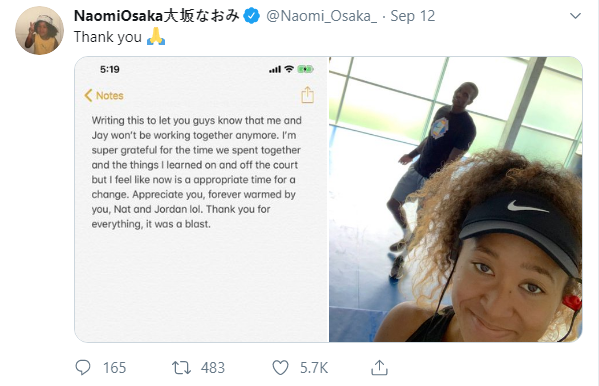 Naomi Osaka splits with coach Sascha Bajin two weeks after second straight  major title